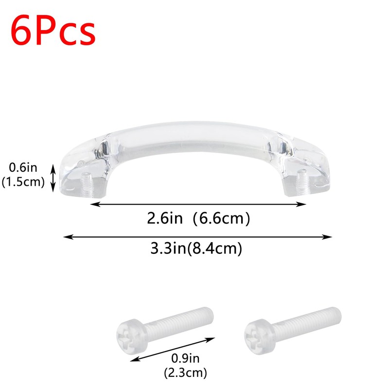 Geesatis Set of 6 Clear Acrylic Cabinet Handle Pull Hardware