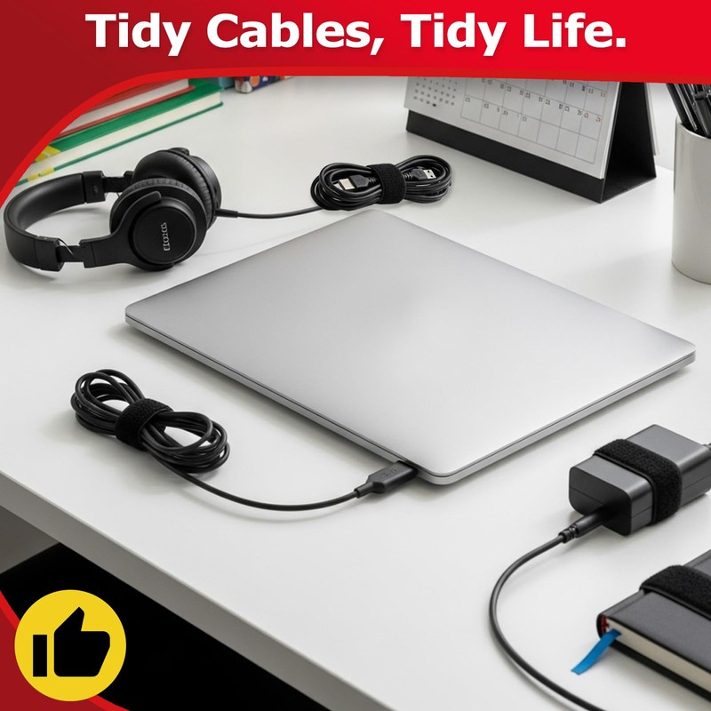 Hook and Loop Cable Ties, 50ft Reusable Cable Ties for