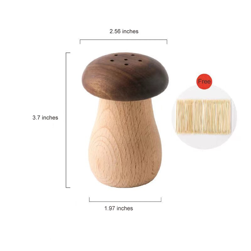 ieron Cute Mushroom Toothpick Holder Dispenser Wooden Toothpick Storage Box