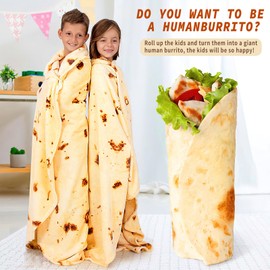 shallyong Burrito Blanket, Blankets for Sofa, Flannel, Burritos Blanket, 150 cm, Creative Pizza Blanket, Winter and Autumn Blanket, Funny Gift for Family or Children, Office Nap, Travel
