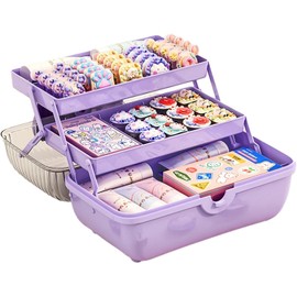 accesorios para el cabello para niña, cajas almacenamiento clips para el cabello Organizador multiusos tres capas con asa para uñas, accesorios para el cabello, suministros costura, maquillaje, suministros arte Hondony