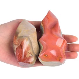 AMOYSTONE AMOYSTONE Polychrome Jasper Flame Shaped Stone Towers Obelisk Natural Healing Crystal Quartz Reiki Energy Decoration Home Office 1.0 Pound