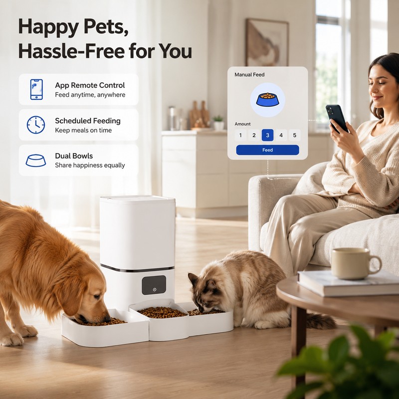 6L Wi-Fi Automatic Pet Feeder for Two Pets – App-Controlled
