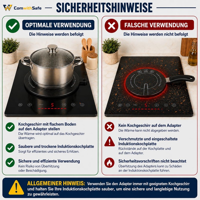Induction Adaptor 14 cm - Removable Insulating Handle - Does