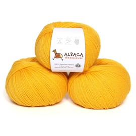 100% Alpaca Yarn Wool Set of 3 Skeins DK Weight - Heavenly Soft and Perfect for Knitting and Crocheting (Artisan Gold, DK)