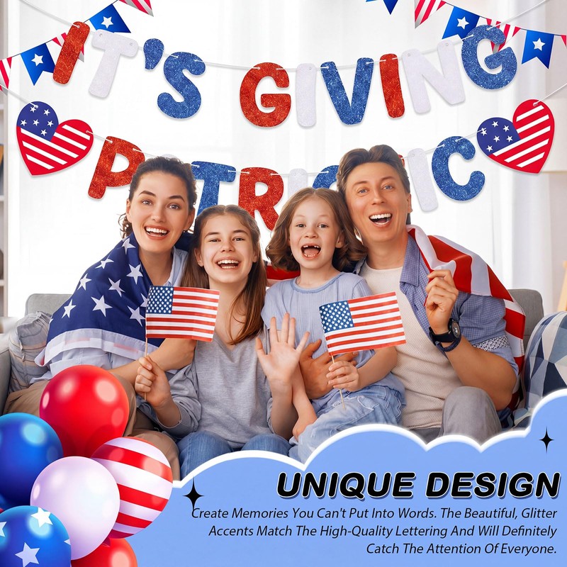 It's Giving Patriotic Banner, Red White Blue 4th of July