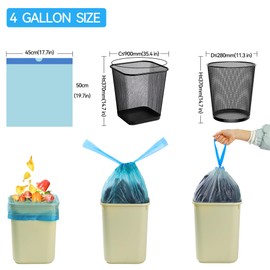 LJIACLEA Small Drawstring Trash Bag 4 Gallon Random Colored Bathroom Garbage Bag 75 Count Trash Can Liner for Bathroom, Office, Bedroom, Kitchen
