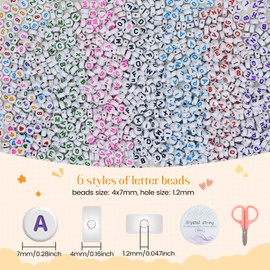 FZIIVQO 1400pcs Letter Beads Kit, 6 Colors 4x7mm colored Alphabet Beads, Number Beads Heart Beads for Bracelets Making Friendship Bracelet Kit