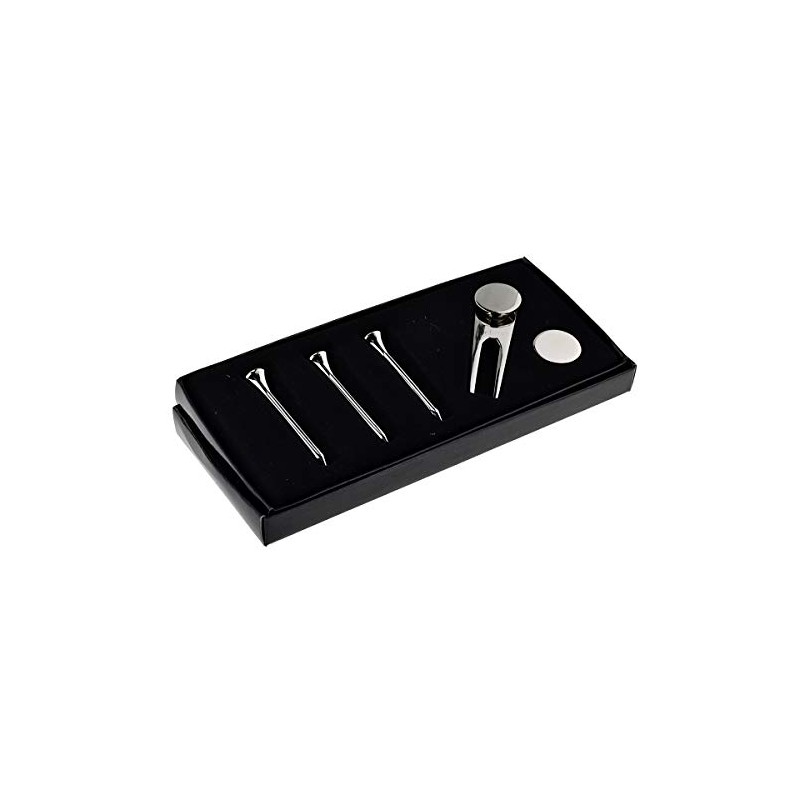 Plain Silver Golf Gift Set of Three Tees, Divot Tool