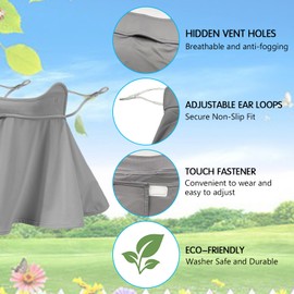 Vanolu UPF 50+ Sun Protection Face Mask – Ice Silk Neck Gaiter, UV Face Cover, Breathable Cooling Mask for Women Men (Dark Grey)