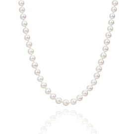 BURLAP LIFE White Freshwater Cultured AAAA Quality Genuine Real Pearl Strand Necklace 18 Inch Length for Women Fine Jewelry Gifts for Her 9.5mm-10.5mm