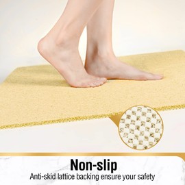 HITSLAM Non-Slip Shower Mat, 60 x 60 cm, Bath Mat Non-Slip with Drain, Soft PVC Loofah Non-Slip Mat, Bathtub, Quick Drying Bath Mat, Beige