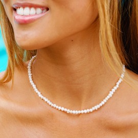 Lotus and Luna 4MM Energy Chakra Healing Pearl Necklace with Real Pearls (Self Love)