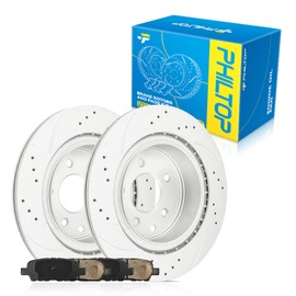 PHILTOP Rear Brake Pads and Rotors kit Fit for INFINITI 2013 EX37, 12” Brake kit Rear Brakes Rotors Automotive Replacement Brake kits