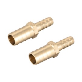 sourcing map Brass Reducer Barb Hose Connector Adapter 12 mm x 8 mm Barb (Pack of 2)
