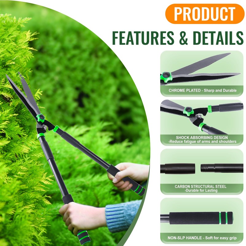 29.5" Hedge Shears,Professional Pruning Shears For Gardening,Sharp Hedge Clippers Handheld