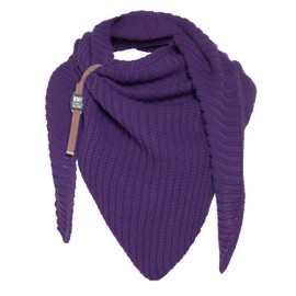 KNIT FACTORY - Demy Triangle Scarf - Women's Knitted Scarf with Wool - Winter Scarf - Autumn & Winter Essentials - Winter Triangular Scarf - Scarf for Winter - High Quality - 190 x 85 cm, dark purple