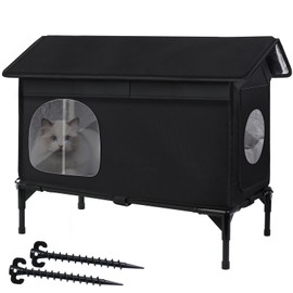 Weatherproof Feral Cat Houses for Outdoor Cats, Insulated Cats House with Cozy Cushion, Elevated Outdoor Cat Shelter, Equipped with Escape Door, Outside Cat House for Stray Cats(Large)