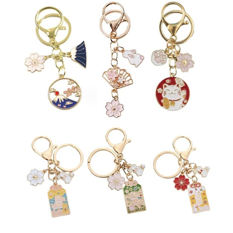 [villageriver] Japanese Souvenir Keychain for Foreigners, Mt. Fuji, Cherry Blossoms,