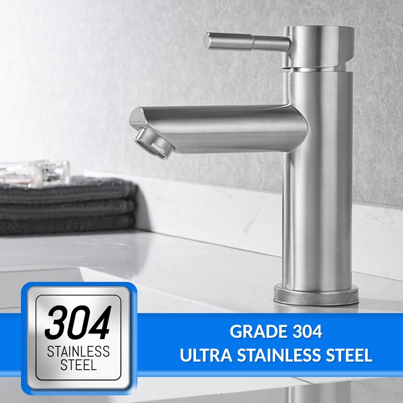 Stainless Steel Single Lever Hot Cold Water Mixer Tap with