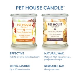 One Fur All Pet Friendly Candle 2 Pack - Plant-Based, Soy Candles, Clean Burning, Long Lasting Pet Air Freshener for Home, 2 Pack, Falling Leaves and Autumn Harvest