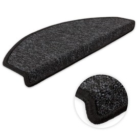 Kettelservice-Metzker Imago Stair Mat, Semi-Circular with Fleece Backing, Non-Slip Thanks to Strong Attachment, Anthracite, Pack of 1