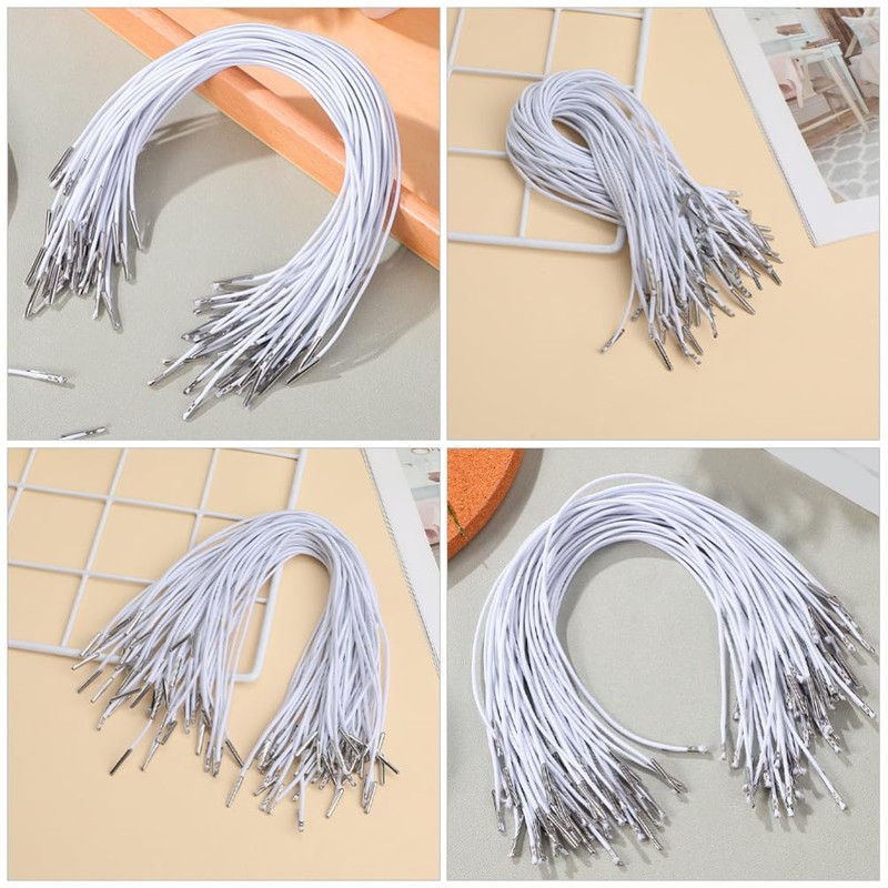 Operitacx 150Pcs Elastic Barbed Cords with Metal Ends, Stretch Loop