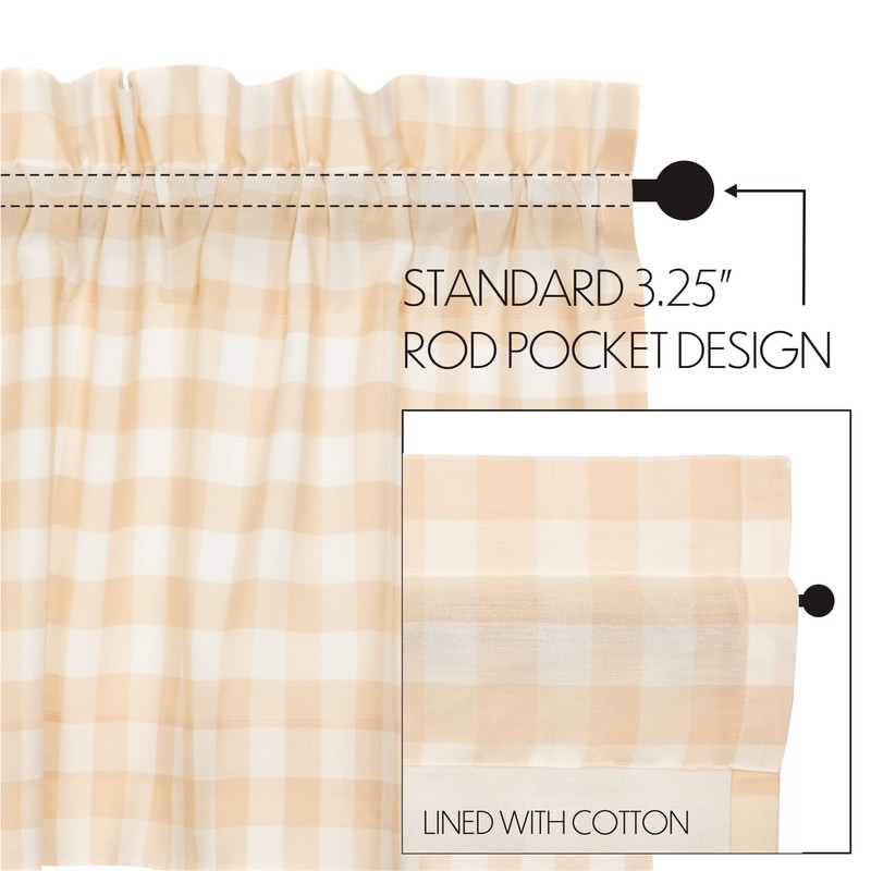VHC Brands - 4 cortinas Annie Buffalo Tan Check Swag