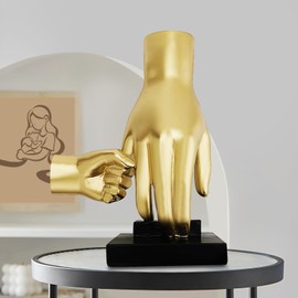 TuyWRA Gold Holding Hands Sculpture,Finger Statue for Home Decor,Mother,Mother Daughter,Father Son,Sister Birthday Gifts,Room,Dresser Bookshelf,Bedroom,Office,Fireplace Mantel Decor