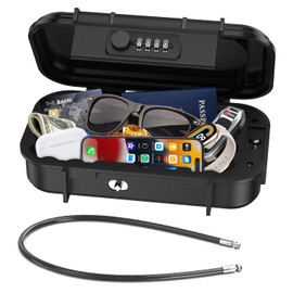 Ankilo Portable Lock Box, 4-Digit Combination Lock Box for Travel, Outdoor Key Safe Box with Removable Chain, Personal Cash Box for Gym, Hotel, Dorm, Travel