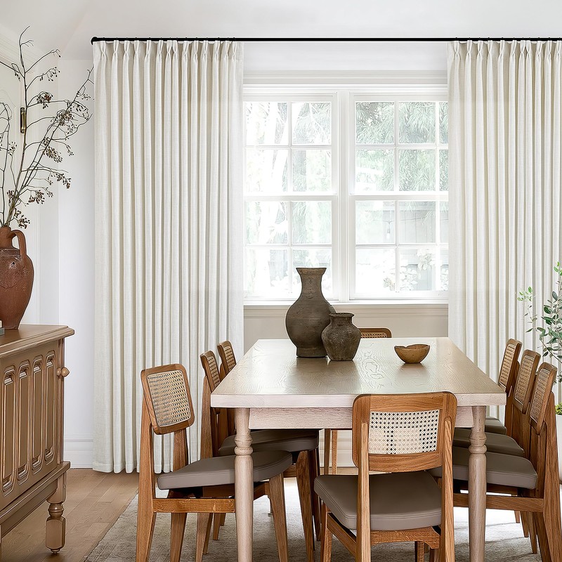 Pinch Pleated Linen Curtains 108 Inches long for Living Room