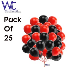 Plain Round Balloons 10 Inch Red & Black Balloons for Birthday Decorations Pack of 25 Latex Balloons for Kids Party Baby Shower Decorations Engagement Wedding Party.