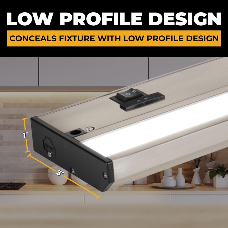 LED Under Cabinet Lighting Hardwired - 3CCT 9 Inch Satin