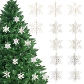 Christmas Ornaments, Snowflakes, Set of 12, Christmas Ornaments, Stylish, 3D, Snowflake Ornaments, Cute, Scandinavian, Christmas Tree Ornaments, Hanging, Garland, Decorations, Accessories, Interior