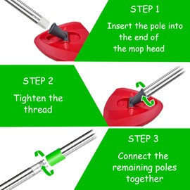 Mop Replacement Handle Compatible O-Cedar - 4 Section 36" to 64" Mop Handle Replacement, Spin mop Replacement Handle, mop Stick Replacement for Floor Cleaning, Mop Head & Base not Included