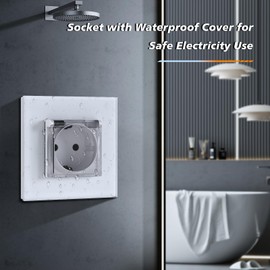 BSEED AC Socket with Waterproof Cover Single Sockets According to EU Standard 86 mm White