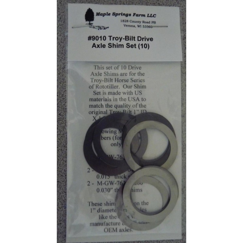 OURS Troy-Bilt Horse Tiller Drive Axle 10 Piece Shim Kit