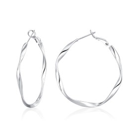 OOOPEL Sterling Silver Hoop Earrings for Women, Big Sterling Silver Post Hoop Earrings Lightweight Hypoallergenic Large Silver Hoop Earring 30MM 40MM 50MM 60MM