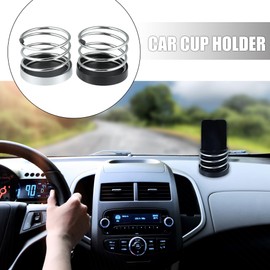 X AUTOHAUX 2pcs Dashboard in Dash Car Cup Holder Bottle Drink Water Cupholder Front Dashboard Cup Holders Black Silver Tone Universal for Car Truck Boat Caravan RV Van