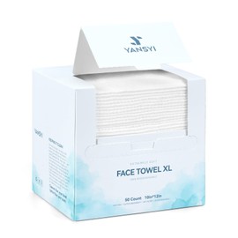 Yansyi Face Towels XL, 80g/m² Extra Thick, 10"x12" Ultra soft Biobased Cleansing Cloth, Diposibale Make up Remover, Gentle Wipe for Sensitive Skin, 50 Ct, 1 Pack