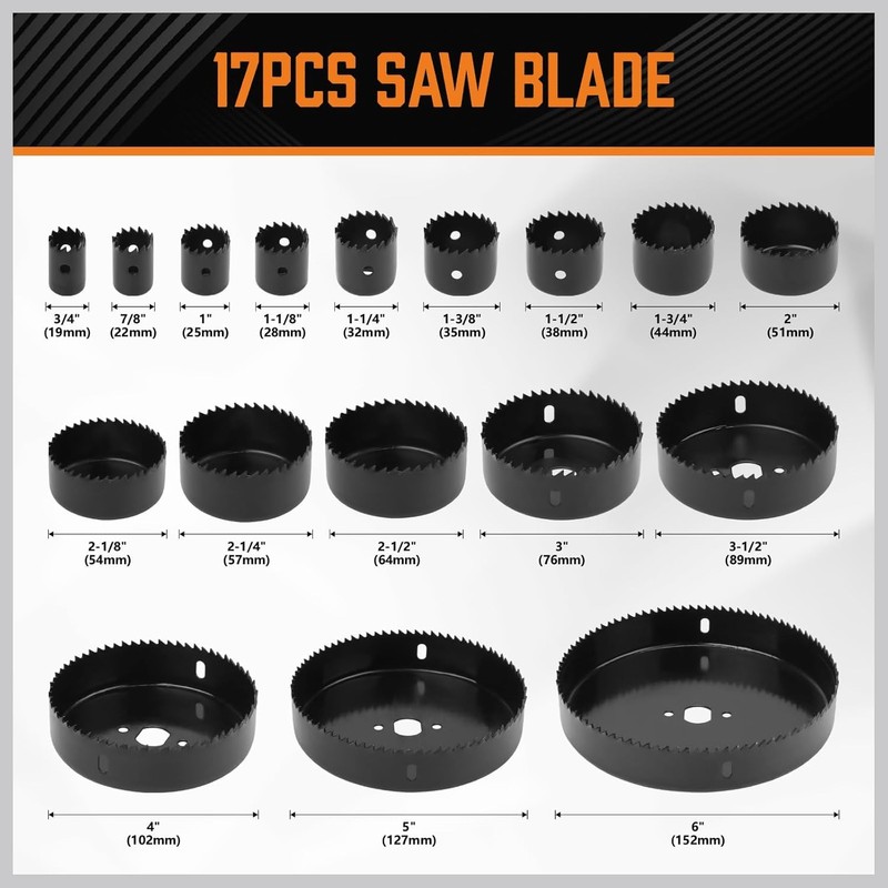 HORUSDY Hole Saw Set 24PCS Hole Saw Kit,Hole Saw Drill
