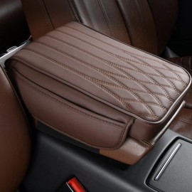 Unbranded US Car Center Console Cover Leather Car Armrest Cover Cushion with Storage Bags