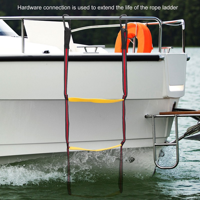 Marine Rope Ladder 3 Step Nylon Lightweight Detachable Anti Slip