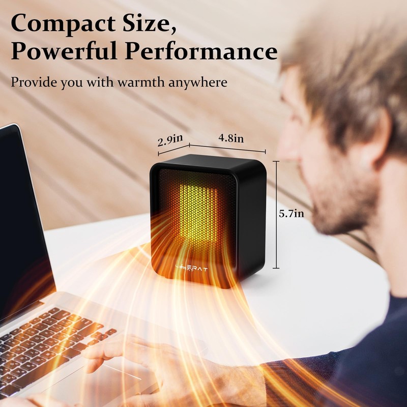 Lerat Space Heater, Portable Mini Heater for Indoor Use, 500W