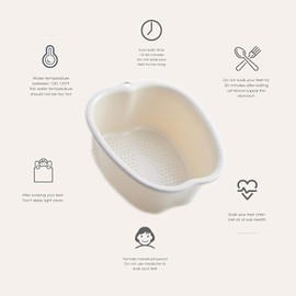 Foot Soaking Bath Basin: Plastic Foot Spa Basin for Soaking Feet - Foot Soaking Tub with Massage Dots - Roomy Foot Soak Bucket for Water Spa and Foot Massage (White)