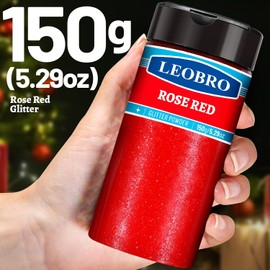 LEOBRO - Brillante rojo, 150 g/5.29 oz, purpurina fina, purpurina para manualidades, manualidades de resina, cuerpo, decoraciones de San Valentín, purpurina roja rosa