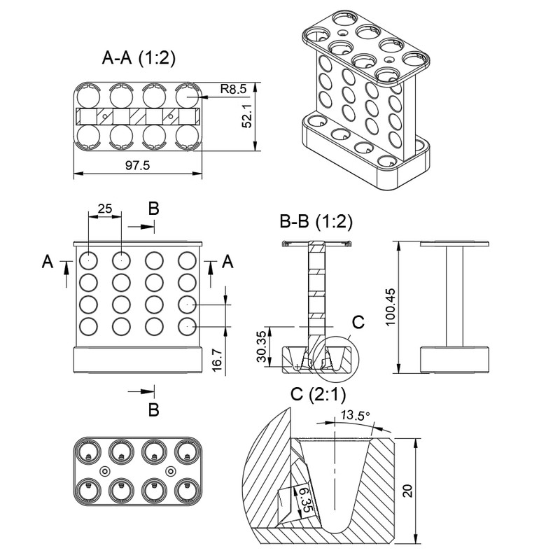 Magnetic Rack for 15 mL Tubes for DNA, RNA and