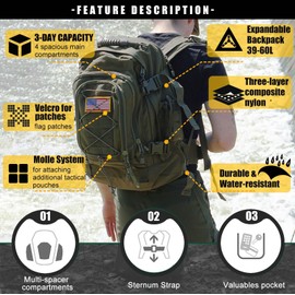 Miramrax Tactical Backpack Military Army Daypack - Assault Pack for Men Molle Backpacks Bug Out Bag 3 Day Pack for Hiking Camping Travel Hunting Rucksack Trekking Green