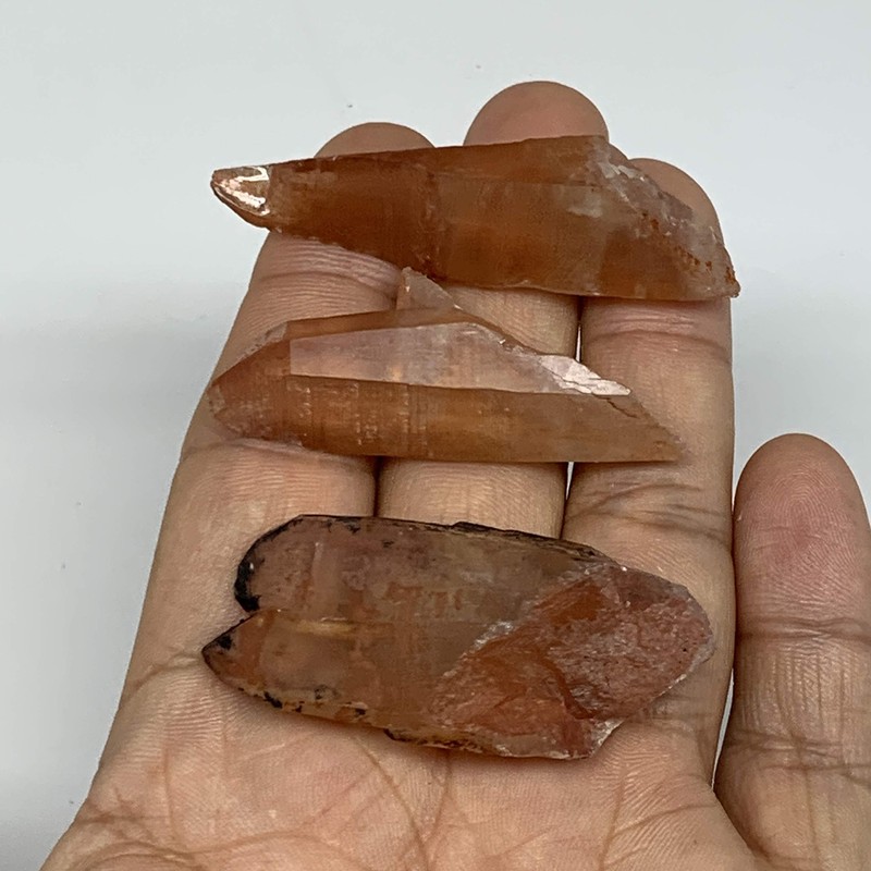 WatanGems 3pcs, 35.9g, 1.8" - 2.2" Small Natural Red Quartz