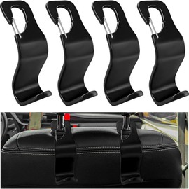 4PCS Vehicle Backseat Handbag Grocery Bags Hanger with Release Clip, Car Headrest Hook, Auto Interior Back Seat Storage Organizer Hook Accessories, Universal for SUV, Sedan, Truck